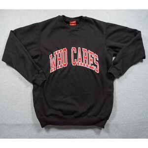 Who Cares Sweatshirt Mens Small Black Crewneck Sweater Pullover Streetwear Adult